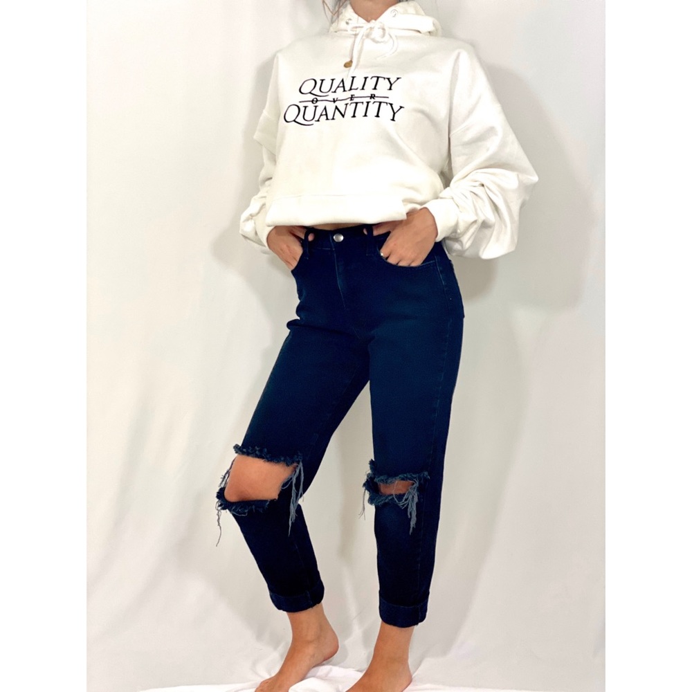 “Quality Over Quantity” White Hoodie / Sweatshirt